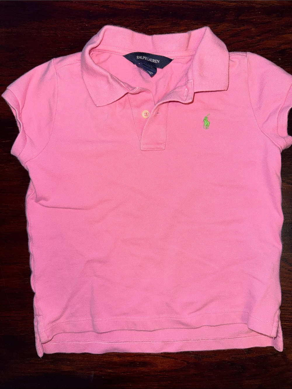 Ralph Lauren Girls Pink Polo with Green Pony